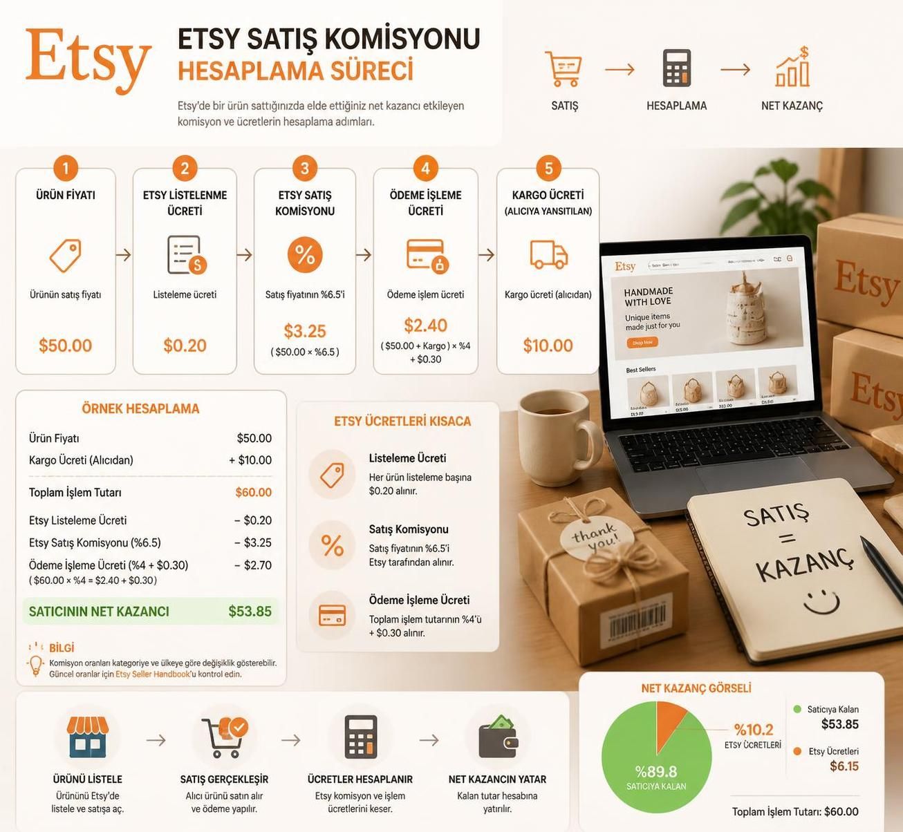 etsy satış komisyonu ne kadar olduğunu ve nasıl hesaplandığını öğrenin. etsy'de satış yaparken ödemeniz gereken komisyon oranları ve detaylı hesaplama yöntemleri hakkında bilgi edinin.
